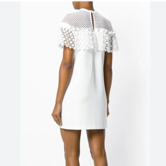 Self-Portrait Floral Frill Mini Dress White Sz 8 Romantic Feminine - Picture 3 of 15